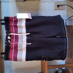 Speedo Men's Swim Trunks, Black/Stripes, M